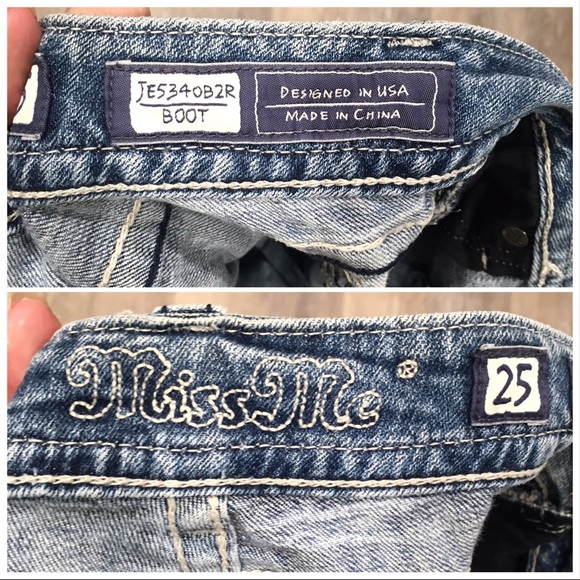 MISS ME Distressed Beaded Jeans Size 25 - Picture 2 of 7